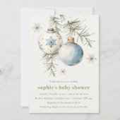Minimal Blue Winter Christmas Boy Baby shower Kaart (Voorkant)