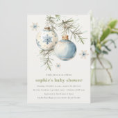 Minimal Blue Winter Christmas Boy Baby shower Kaart (Staand voorkant)