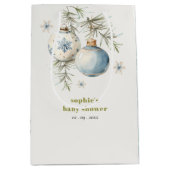 Minimal Blue Winter Christmas Boy Baby shower Medium Cadeauzakje (Voorkant)