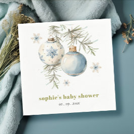 Minimal Blue Winter Christmas Boy Baby shower Servet