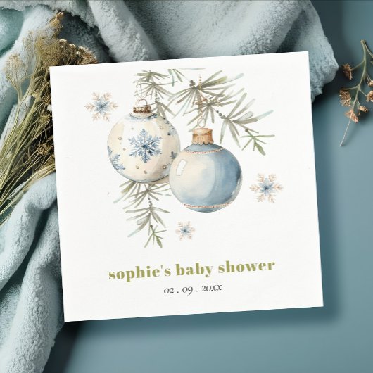 Minimal Blue Winter Christmas Boy Baby shower Servet