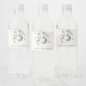 Minimal Blue Winter Christmas Boy Baby shower Waterfles Etiket (Flessen)