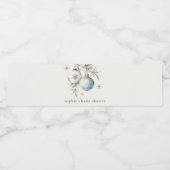 Minimal Blue Winter Christmas Boy Baby shower Waterfles Etiket (Enkel label)