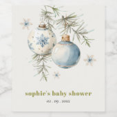 Minimal Blue Winter Christmas Boy Baby shower Wijn Etiket (Enkel label)