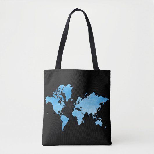 Minimal Blue World Map Watercolor Art Tote Bag (Voorkant)