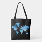 Minimal Blue World Map Watercolor Art Tote Bag (Achterkant)