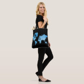Minimal Blue World Map Watercolor Art Tote Bag (Op model)