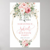 Minimal Blush and Gold 16th Birthday Welcome Poster (Voorkant)
