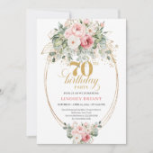 Minimal Blush and Gold 70th Birthday Invitation Kaart (Voorkant)