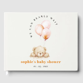 Minimal Blush Bearly Wait Balloon Baby shower Gastenboek
