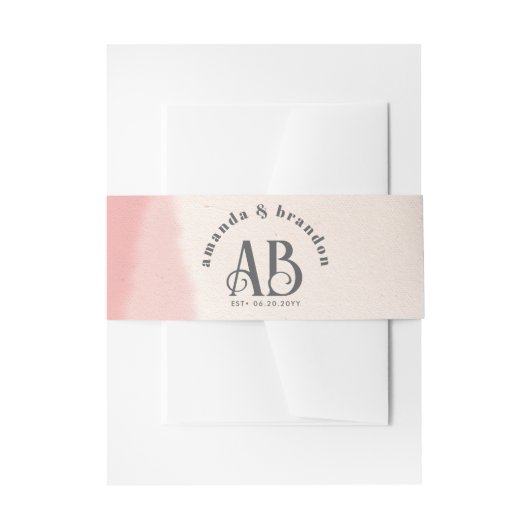 Minimal Blush & Bloom Bold Scrip Monogram Huwelijk Uitnodigingen Wikkel (Voorkant Voorbeeld)