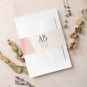 Minimal Blush & Bloom Bold Scrip Monogram Huwelijk Uitnodigingen Wikkel