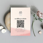 Minimal Blush & Bloom Bold Script QR Code Wedding Informatiekaartje