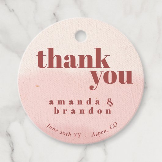 Minimal Blush Bloom Bold Script Wedding Bedankt Bedankjes Labels (Voorkant)