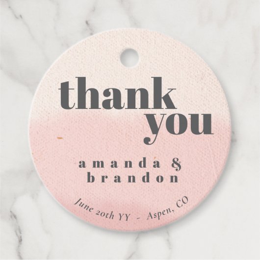 Minimal Blush Bloom Bold Script Wedding Bedankt Bedankjes Labels (Voorkant)