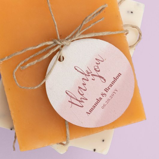 Minimal Blush Bloom Bold Script Wedding Bedankt Bedankjes Labels