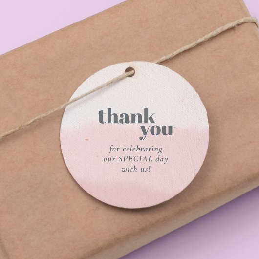 Minimal Blush Bloom Bold Script Wedding Bedankt Bedankjes Labels