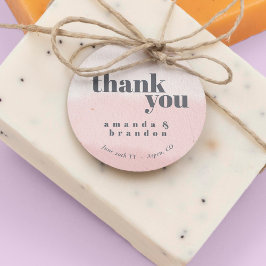 Minimal Blush Bloom Bold Script Wedding Bedankt Bedankjes Labels