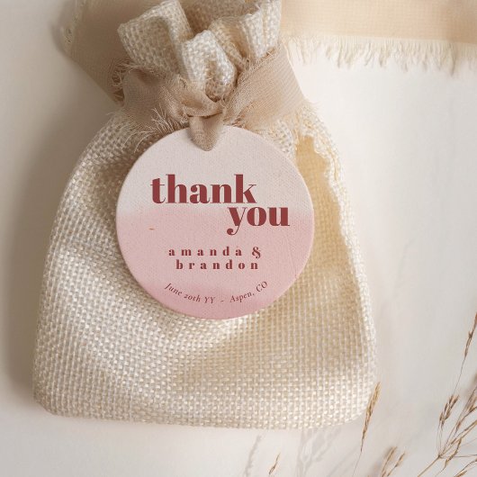 Minimal Blush Bloom Bold Script Wedding Bedankt Bedankjes Labels