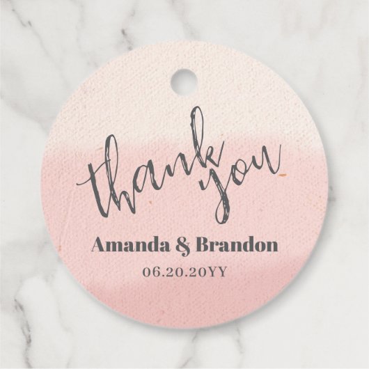 Minimal Blush Bloom Bold Script Wedding Bedankt Bedankjes Labels (Achterkant)