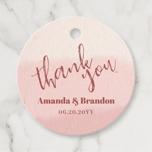 Minimal Blush Bloom Bold Script Wedding Bedankt Bedankjes Labels (Voorkant)
