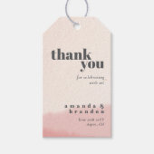 Minimal Blush Bloom Bold Script Wedding Bedankt Cadeaulabel (Voorkant)