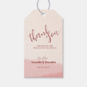 Minimal Blush Bloom Bold Script Wedding Bedankt Cadeaulabel (Voorkant)