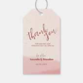 Minimal Blush Bloom Bold Script Wedding Bedankt Cadeaulabel (Achterkant)