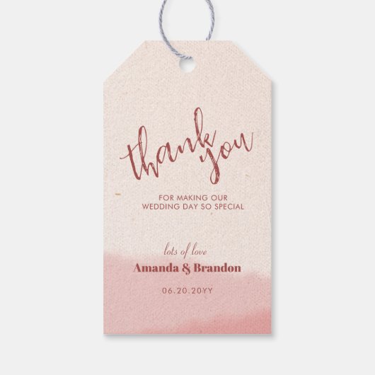 Minimal Blush Bloom Bold Script Wedding Bedankt Cadeaulabel (Achterkant)