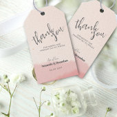 Minimal Blush Bloom Bold Script Wedding Bedankt Cadeaulabel