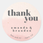 Minimal Blush Bloom Bold Script Wedding Bedankt Ronde Sticker (Voorkant)