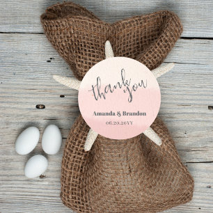 Minimal Blush Bloom Bold Script Wedding Bedankt Ronde Sticker