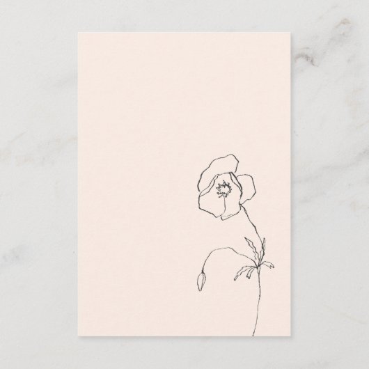 Minimal Blush Fine Art Floral Bruiloft Routebeschr Informatiekaartje (Achterkant)