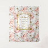 Minimal Blush Gold Waterverf Huwelijksachtergrond Wandkleed (Voorkant)