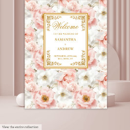 Minimal Blush Gold Waterverf Huwelijksachtergrond Wandkleed