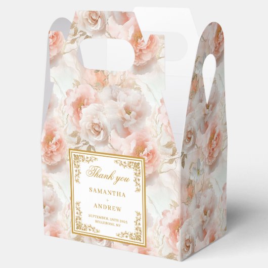 Minimal Blush Gold Waterverf Wedding Favoriet Box Bedankdoosjes (Geopend)