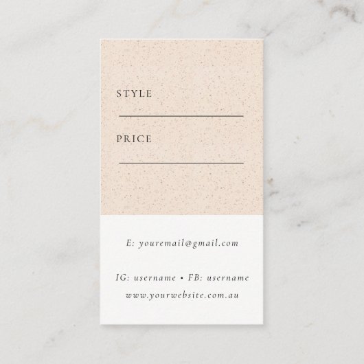 Minimal Blush Keramische Textuur Prijs Label Logo (Achterkant)