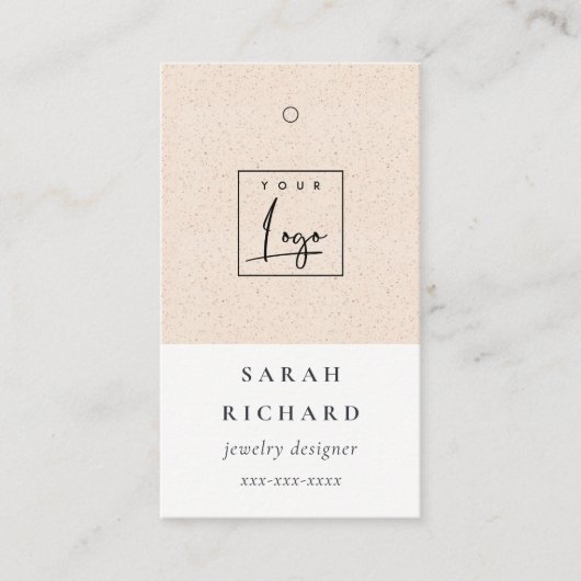 Minimal Blush Keramische Textuur Prijs Label Logo (Voorkant)