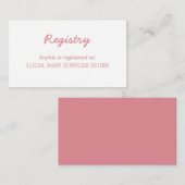 Minimal Blush Pink Baby shower Registry Informatiekaartje (Voorkant / Achterkant)