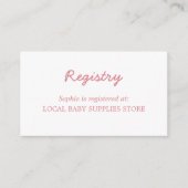 Minimal Blush Pink Baby shower Registry Informatiekaartje (Voorkant)