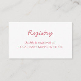 Minimal Blush Pink Baby shower Registry Informatiekaartje