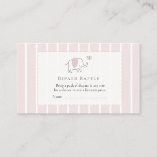 Minimal Blush Pink Elephant Sketch Diaper Raffle Informatiekaartje