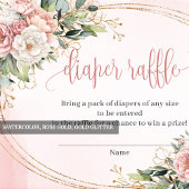 Minimal Blush Pink Floral Eucalyptus Diaper Raffle Informatiekaartje