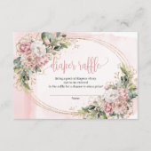 Minimal Blush Pink Floral Eucalyptus Diaper Raffle Informatiekaartje (Voorkant)