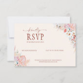 Minimal Blush QR Code RSVP Wedding Kaart | Boho (Voorkant)