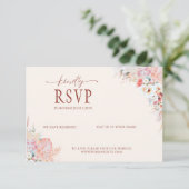 Minimal Blush QR Code RSVP Wedding Kaart | Boho (Staand voorkant)