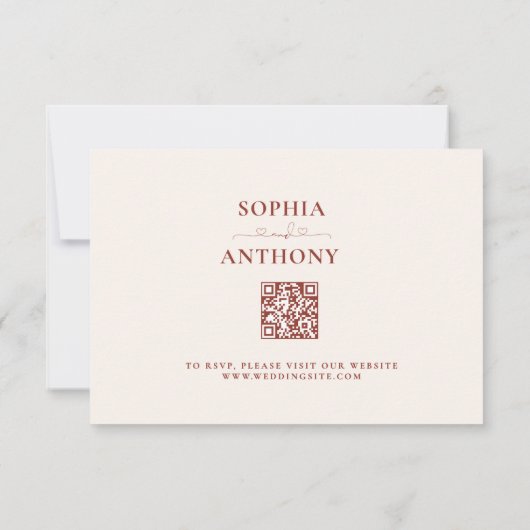 Minimal Blush QR Code RSVP Wedding Kaart | Boho (Achterkant)