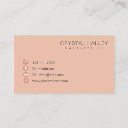 Minimal Blush Script Logo Hairstylist Visitekaartje (Achterkant)