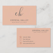 Minimal Blush Script Logo Hairstylist Visitekaartje (Voorkant / Achterkant)