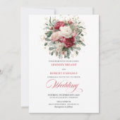 Minimal Bohemian Red Blush Floral Greenery Invites Kaart (Voorkant)